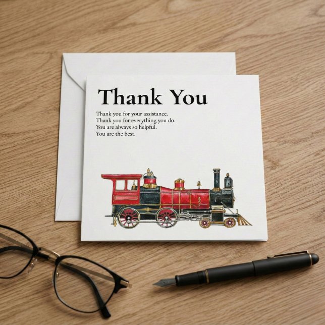 Red Train Flat Thank You For Everything Card (Red Train Flat Thank You For Everything Card)