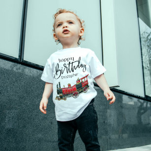 Red Train Happy Birthday "Your Name" Toddler T-Shirt