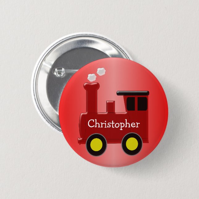 Red Train Just Add Name 6 Cm Round Badge (Front & Back)