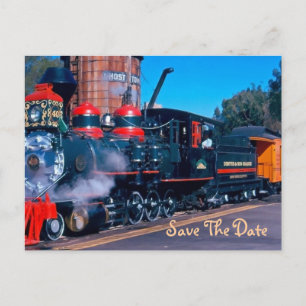 Red Train Save The Date Postcard