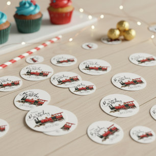 Red Train "Your Name" Birthday Table Confetti