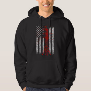 Red Transmission Tower American Flag Lineman Elect Hoodie