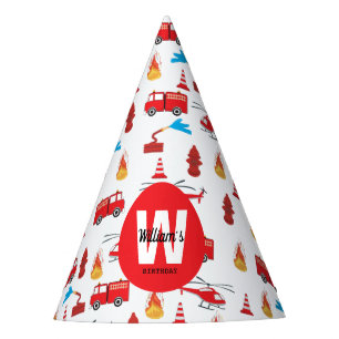 Red Transport Fire Truck Engine Birthday Party  Hat