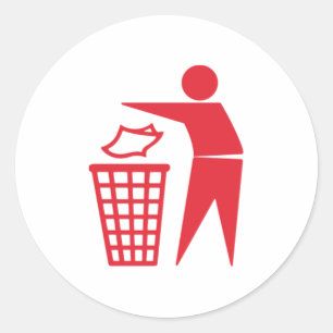 Red Trash Can Sign Classic Round Sticker