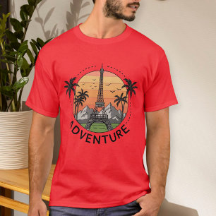 Red Travel T-Shirt - Unisex Paris & World Adventur