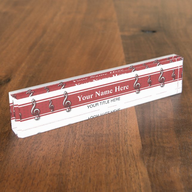 Red Treble Clef Music Nameplate (Side)