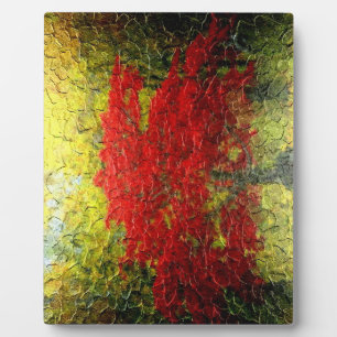 Red Tree Abstract Painting In Autumn Plaque