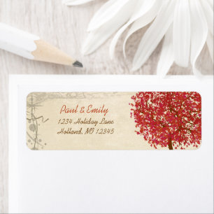 Red Tree Distress Edges Return Address