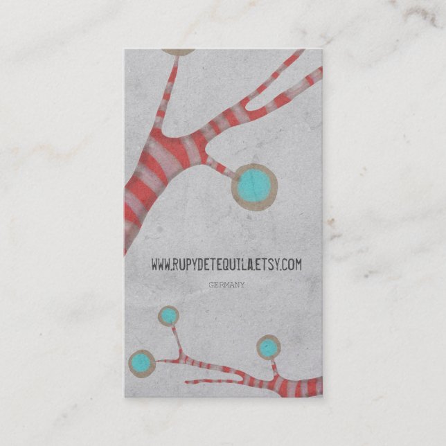 Red Tree distressed handmade business card (Front)