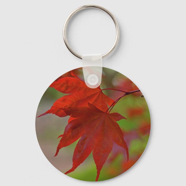 Red Tree Leaves Key Ring (Front)