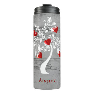 Red Tree of Hearts Personalised Thermal Tumbler