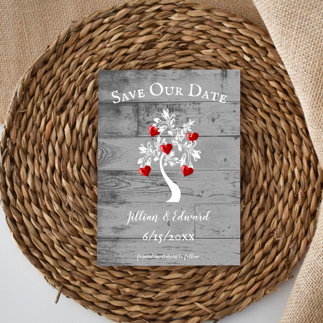Red Tree of Hearts Save The Date Announcement (Red Tree of Hearts Save the Date)