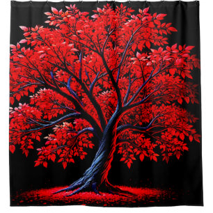 Red Tree Shower Curtain