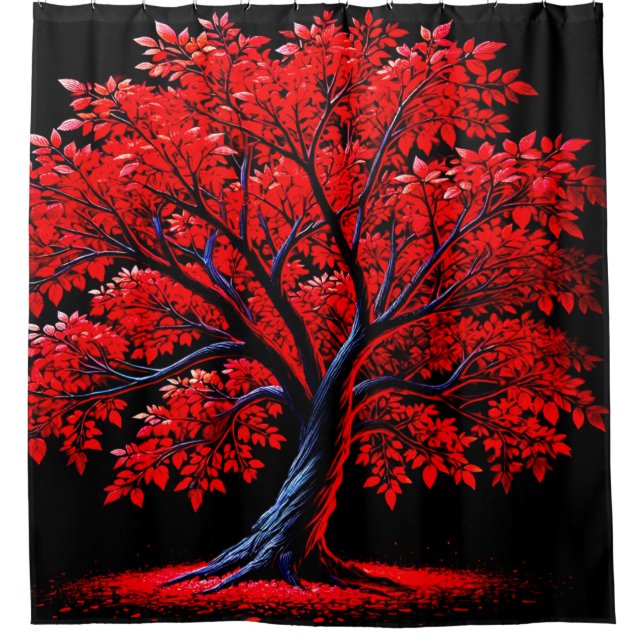 Red Tree Shower Curtain (Front)