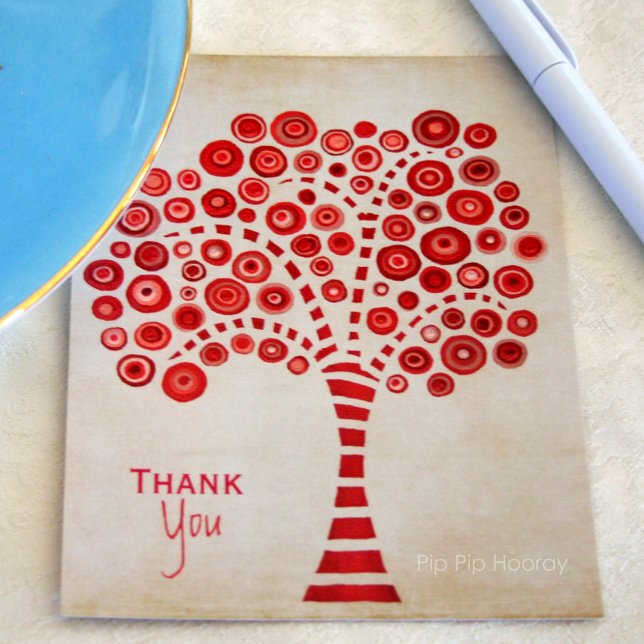 Red Tree Thank You Appreciation Note Card (Creator Uploaded)