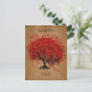 Red Tree Wedding Save The Date Announcement Postcard