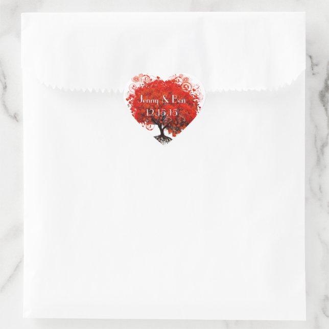 Red Tree Wedding Sticker (Bag)