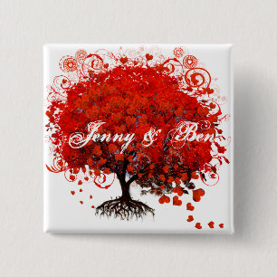Red Tree Wedding T-Shirts, Gifts, Stickers & Favou 15 Cm Square Badge