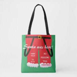 Red Trendy Christmas Santa Pants Gift & Treats Tote Bag