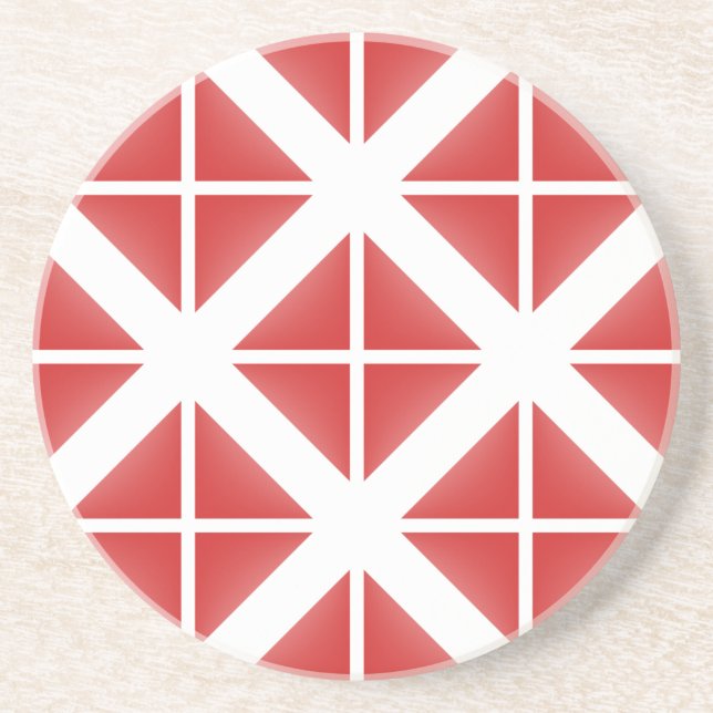Red Trendy Triangle Pattern Coaster (Front)