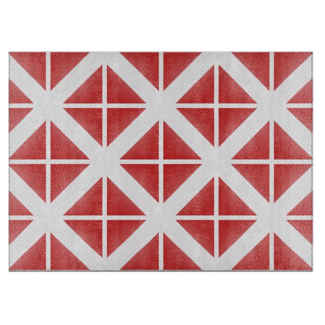 Red Trendy Triangle Pattern Cutting Board (Front)