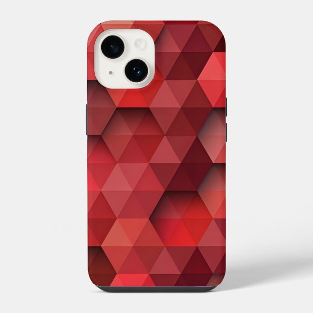 Red Triangle Geometric Pattern iPhone 14 Case (Back)
