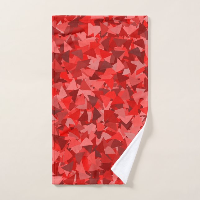 Red Triangle Pattern Hand Towel (Hand Towel)