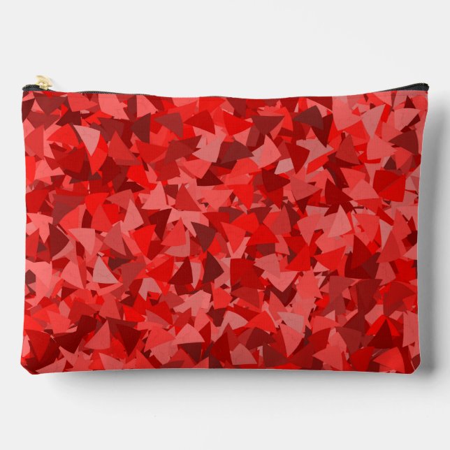 Red Triangle Pattern Large Accessory Pouch (Front)