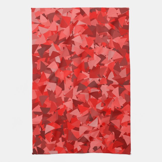Red Triangle Pattern Tea Towel (Vertical)