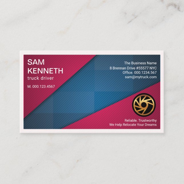 Red Triangles Blue Check Lorry Transporter Business Card (Front)