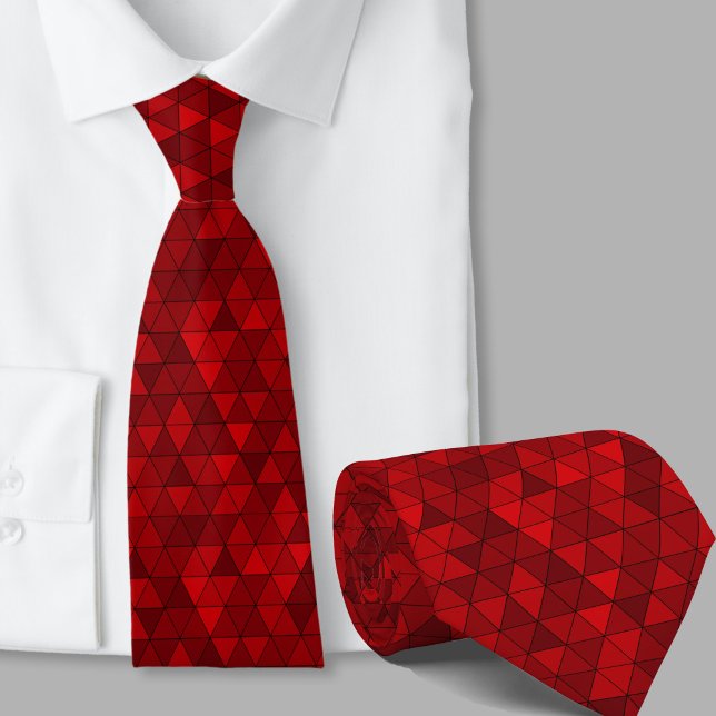 Red triangles Geometric Pattern mens modern Tie (Creator Uploaded)