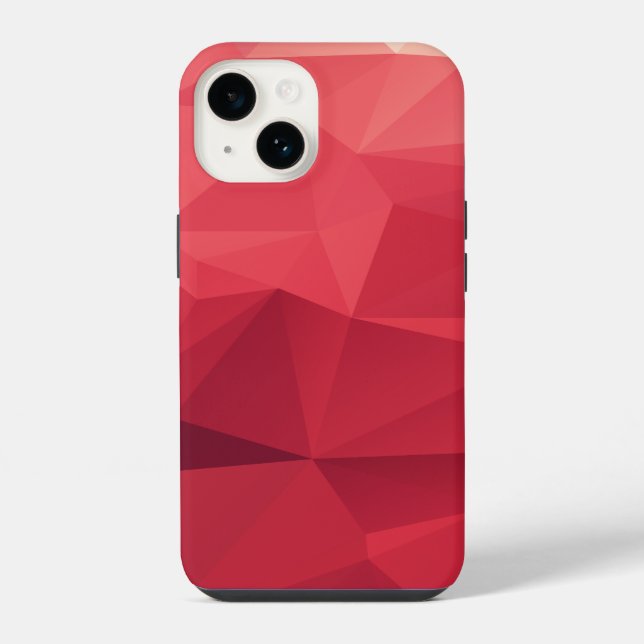 Red Triangular Abstract Geometric Pattern iPhone Case (Back)