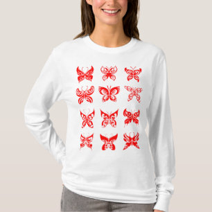 Red Tribal Butterfly Ornamental T-Shirt