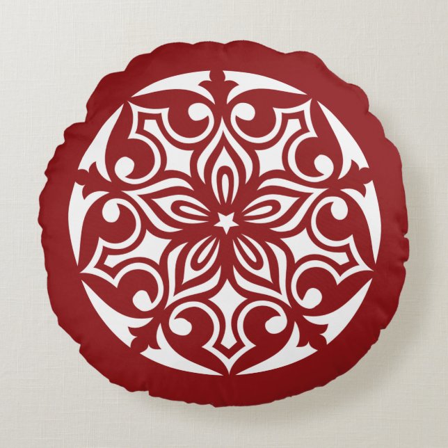 Red TRIBAL CIRCLE OF LIFE Throw Pillow (Front)