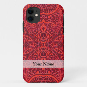 Red tribal damask pattern Case-Mate iPhone case