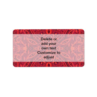 Red tribal damask pattern label