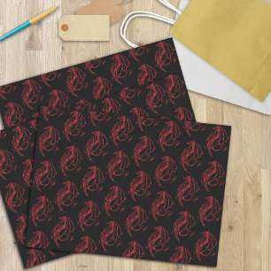 Red Tribal Dragon Black Tissue Paper