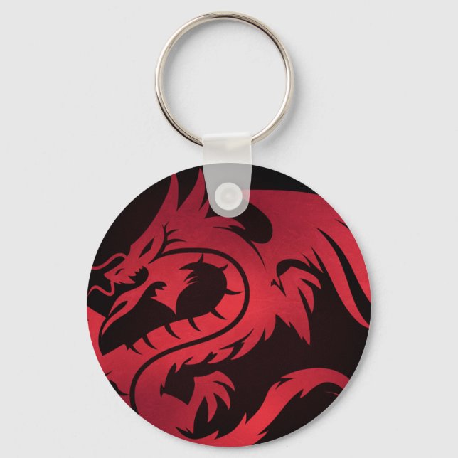 Red Tribal Dragon Keychain (Front)