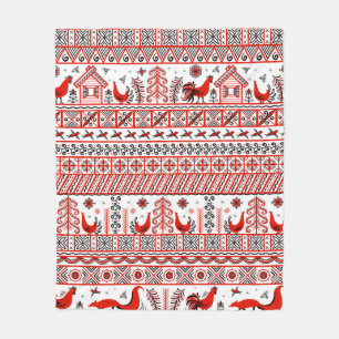 Red tribal ethnic seamless pattern fleece blanket