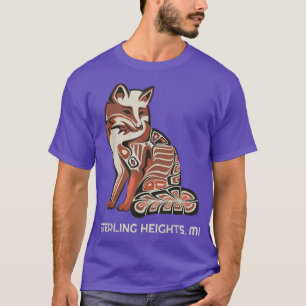 Red Tribal Fox Sterling Heights Native American Ar T-Shirt