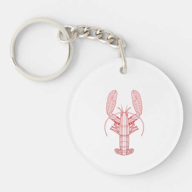 Red Tribal Lobster Key Ring (Front)