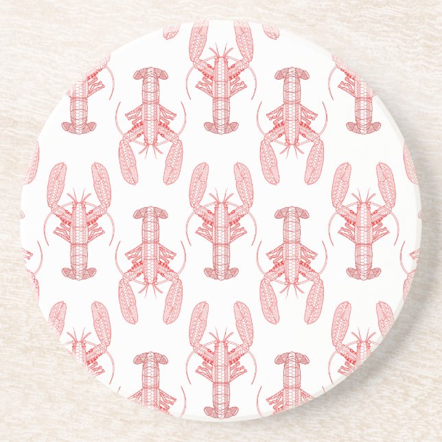 Red Tribal Lobster Nautical Coaster (Front)