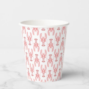 Red Tribal Lobster Nautical Paper Cups