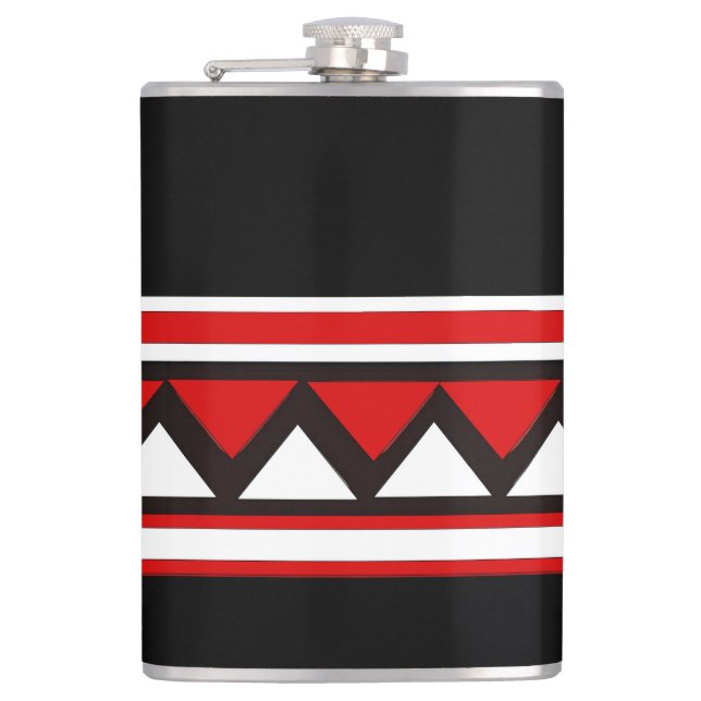 Red Tribal Triangles   Hip Flask (Front)