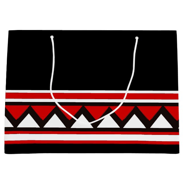Red Tribal Triangles Large Gift Bag (Front)