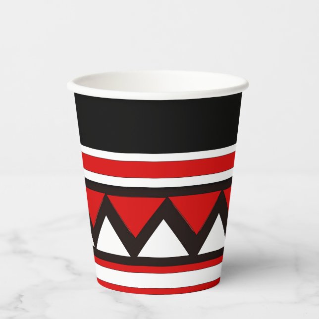 Red Tribal Triangles  Paper Cups (Front)