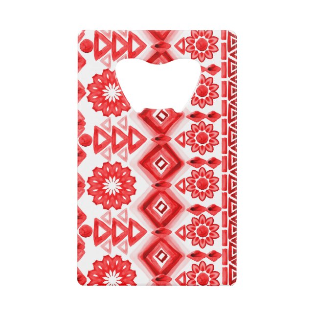 Red tribal, watercolor ethnic pattern. (Front)
