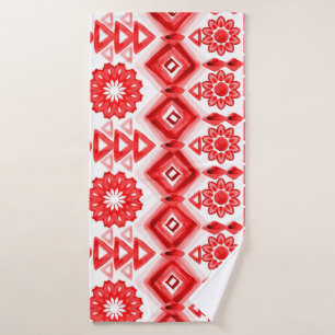 Red tribal, watercolor ethnic pattern. bath towel