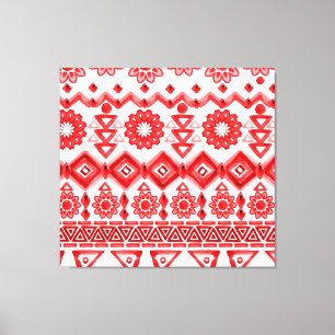 Red tribal, watercolor ethnic pattern. canvas print