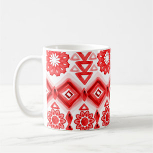 Red tribal, watercolor ethnic pattern. coffee mug